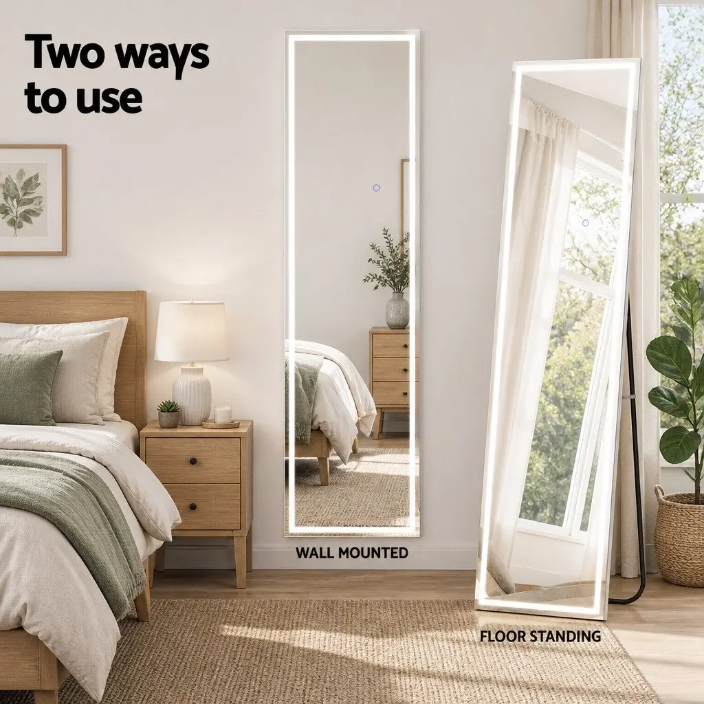 Full-Length LED Mirror Transparent 160cm Adjustable Brightness Colour Temperature