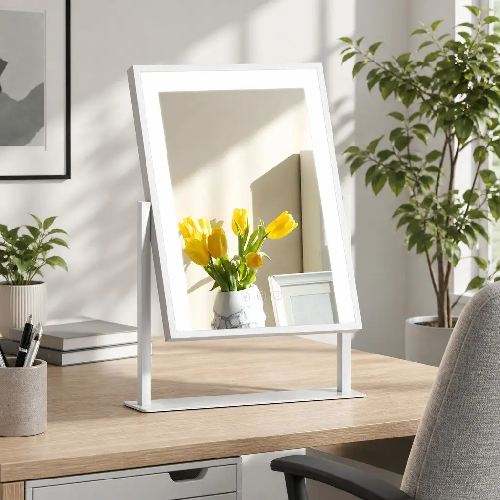 Makeup Mirror White 30x40cm Hollywood Vanity LED Light Touch Control Rotatable