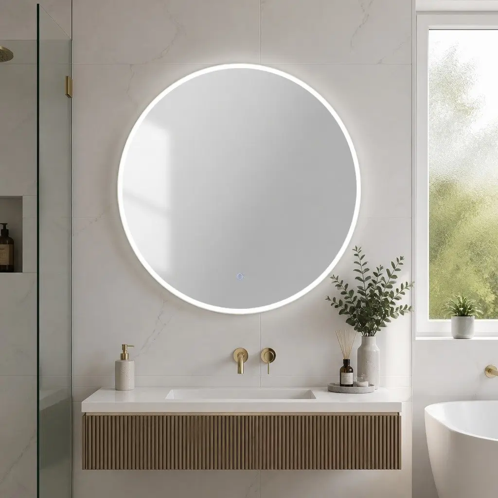 Round Wall Mirror 80cm LED Light Touch Control Bathroom Vanity Makeup Home Decor
