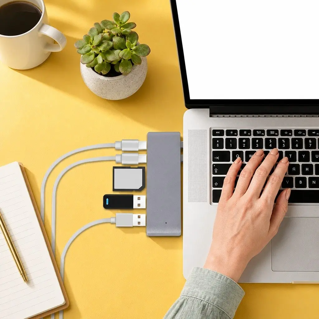 USB 3.0 Type-C Hub Grey 6 Port Rapid Data Transfer Card Reader