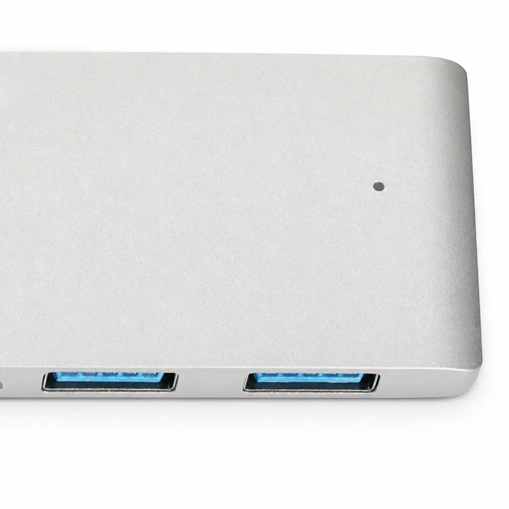 USB Type-C 6 Port Hub Adapter SD Card Reader Fast Data Transfer Silver