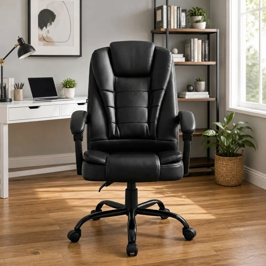 Massage Office Chair Executive Computer Gaming Chairs Black PU Leather