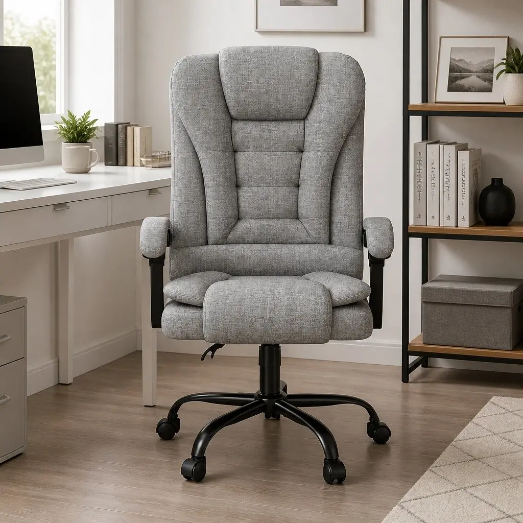 Office Chair Adjustable Swivel Grey Ergonomic 4-Point Massage Recline