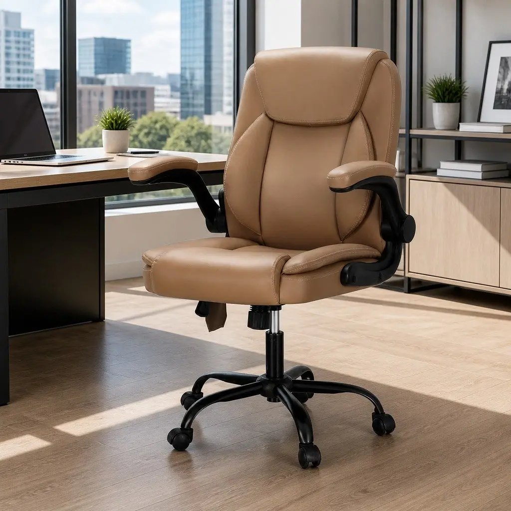 Massage Office Chair Mid Back Lumbar 2-Point Vibration Vibrating Swivel Desk