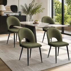 Concise Green Velvet Dining Chairs Set of 4