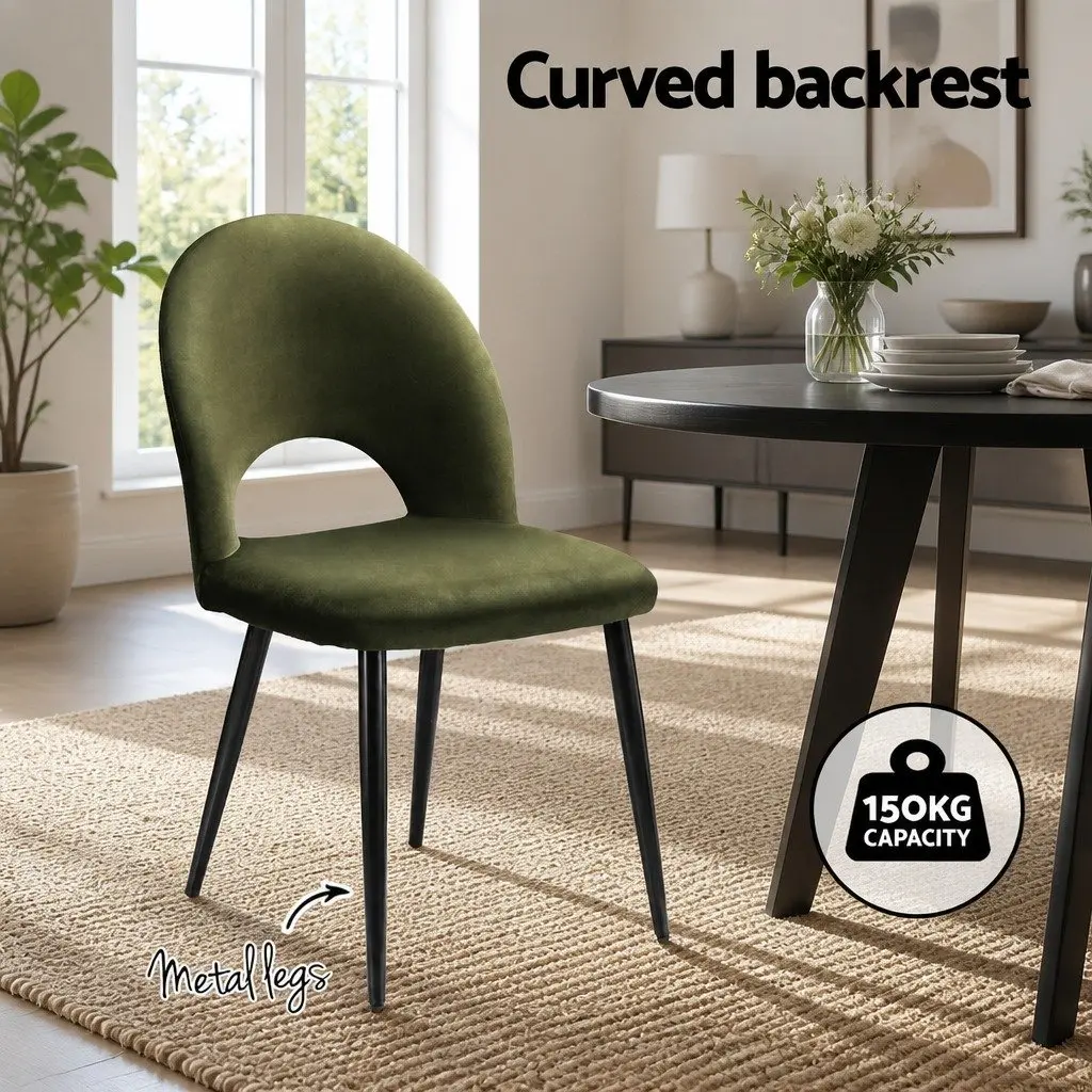 Dining Chairs Green Velvet Padded Seat Set of 4 Kitchen Dining Room Furniture