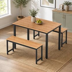 Compact Dining Table and Benches Set for Modern Living