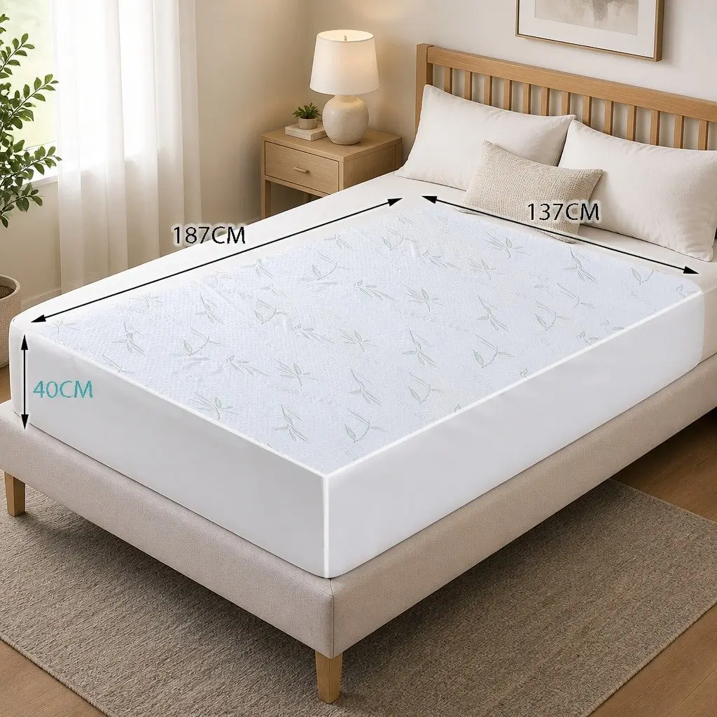 Mattress Protector White Double Waterproof Breathable Dust Mite Prevention