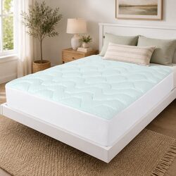 Double Mattress Topper Memory Foam Pillowtop Protector Cooling Bamboo Cover