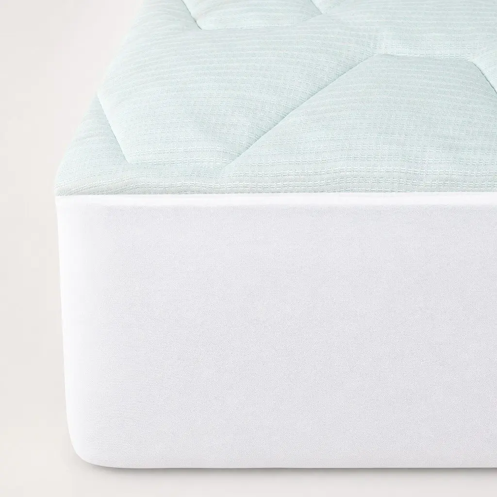 King Single Mattress Topper White and Blue 3cm Memory Foam Bamboo Cover Deep Pocket
