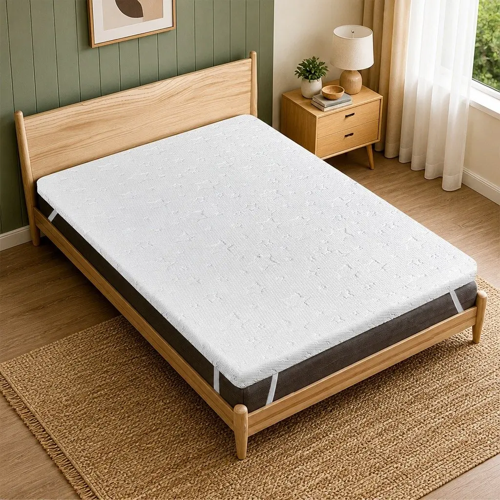 Memory Foam Mattress Topper White Double Dual-Layer Cooling Gel Bamboo Charcoal