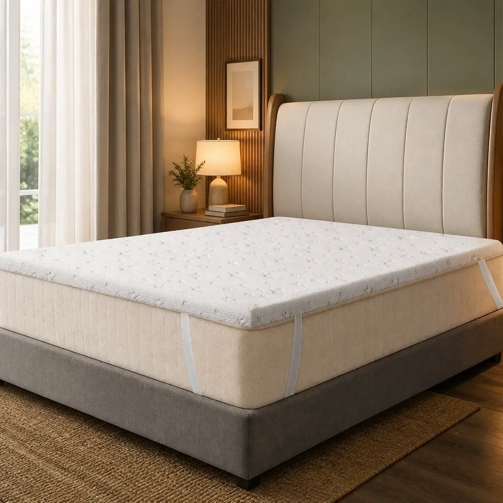 Memory Foam Mattress Topper White Double Dual-Layer Cooling Gel Bamboo Charcoal