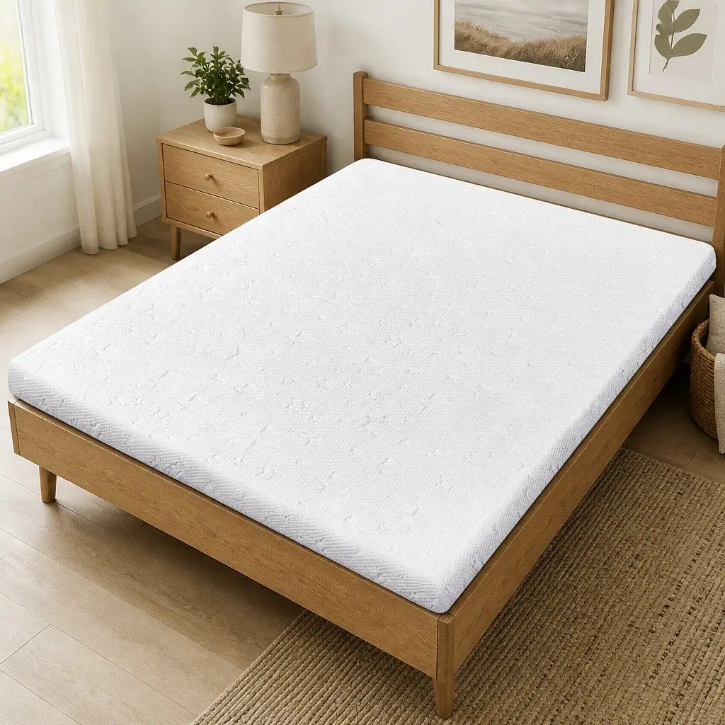 Memory Foam Mattress Topper White Double Dual-Layer Cooling Gel Bamboo Charcoal