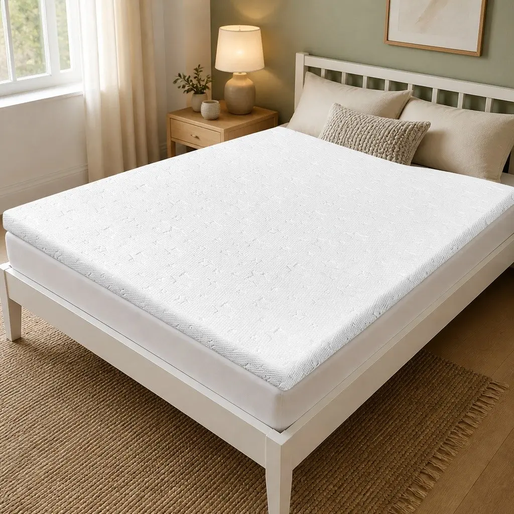 Memory Foam Mattress Topper White King 5cm Dual-Sided Cooling Gel Pressure Relief