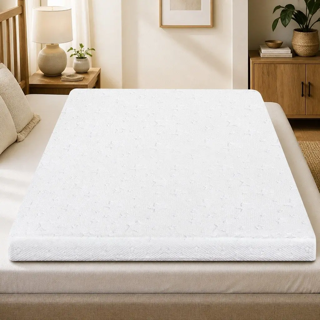Memory Foam Mattress Topper White King 5cm Dual-Sided Cooling Gel Pressure Relief