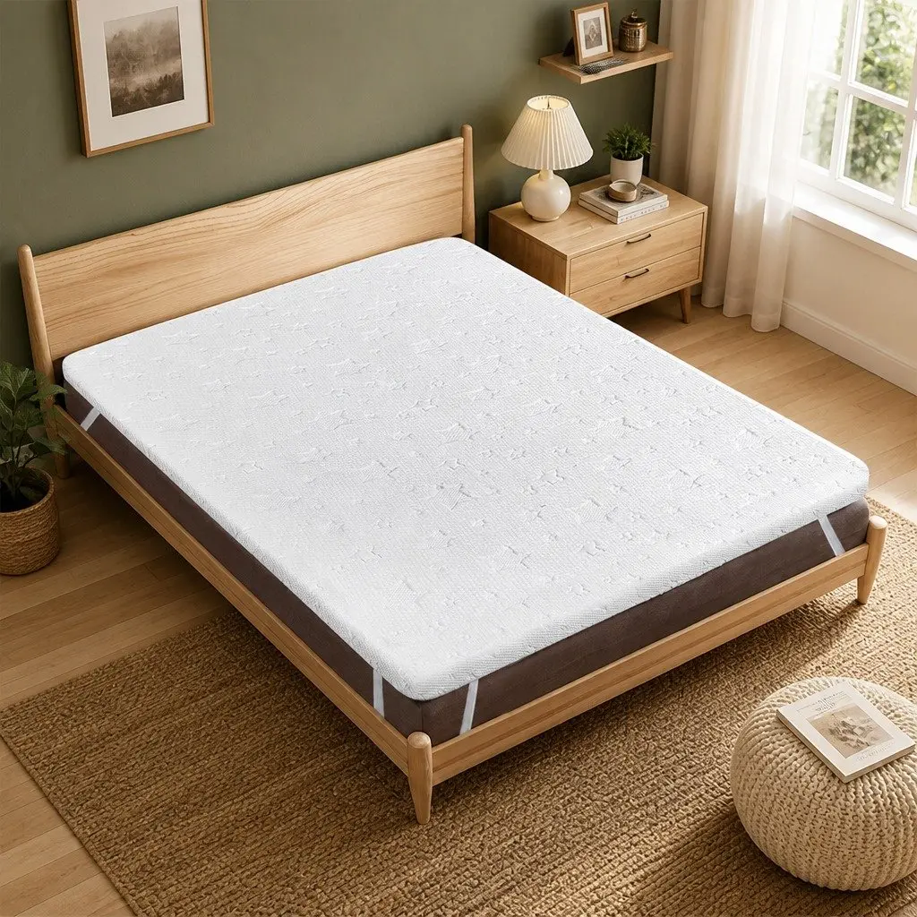 Memory Foam Mattress Topper White King 5cm Dual-Sided Cooling Gel Pressure Relief