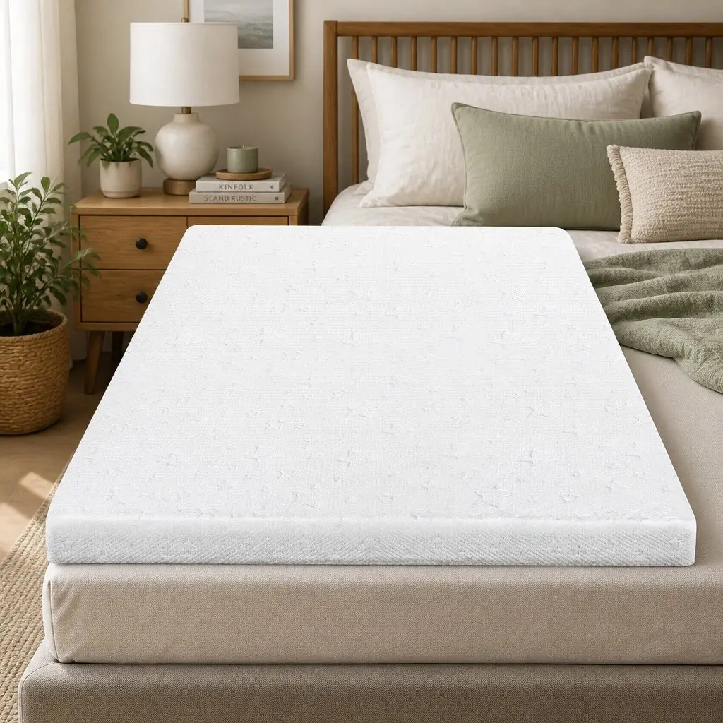 Memory Foam Mattress Topper White Single Dual-Layer Cooling Gel Bamboo Charcoal