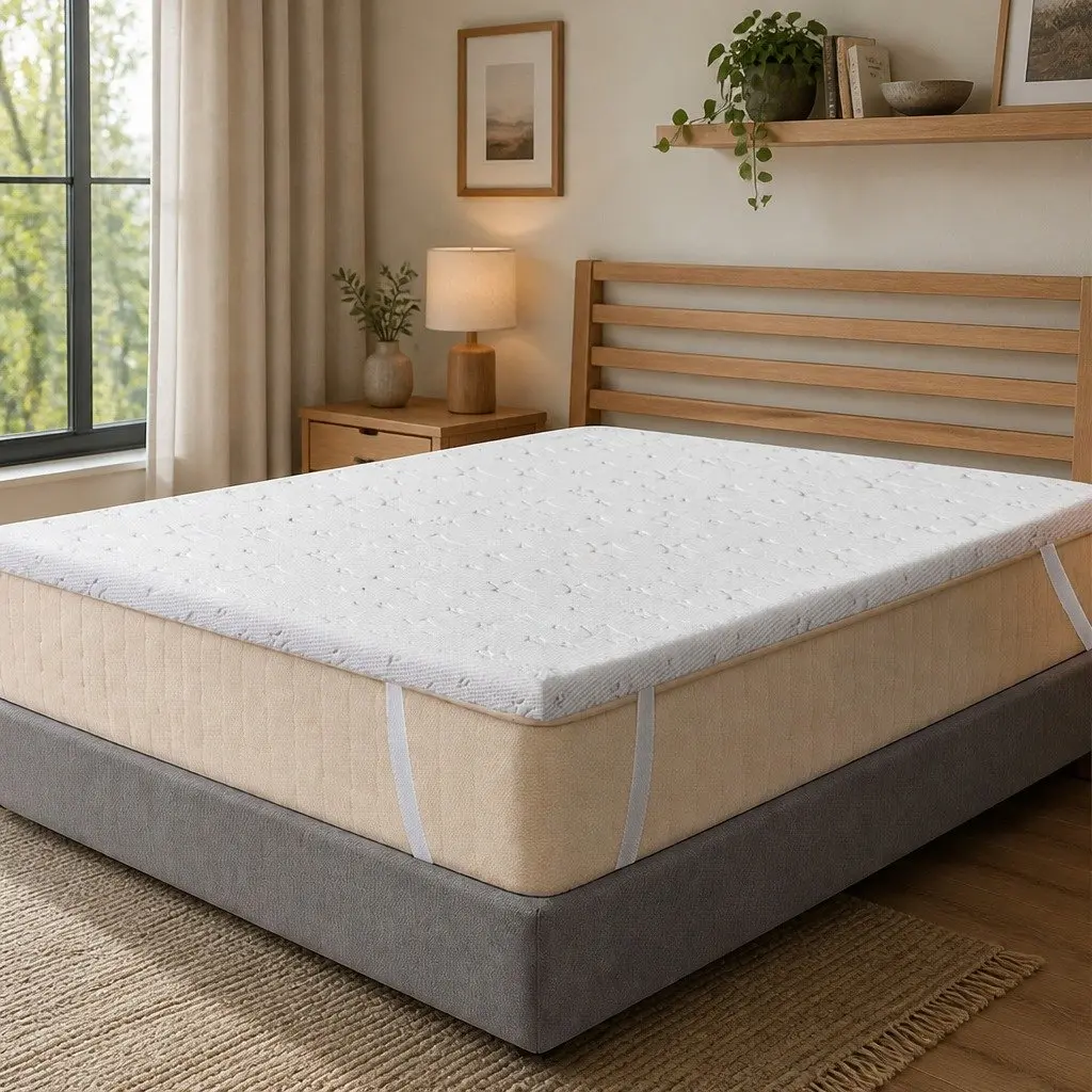 Memory Foam Mattress Topper White Single Dual-Layer Cooling Gel Bamboo Charcoal