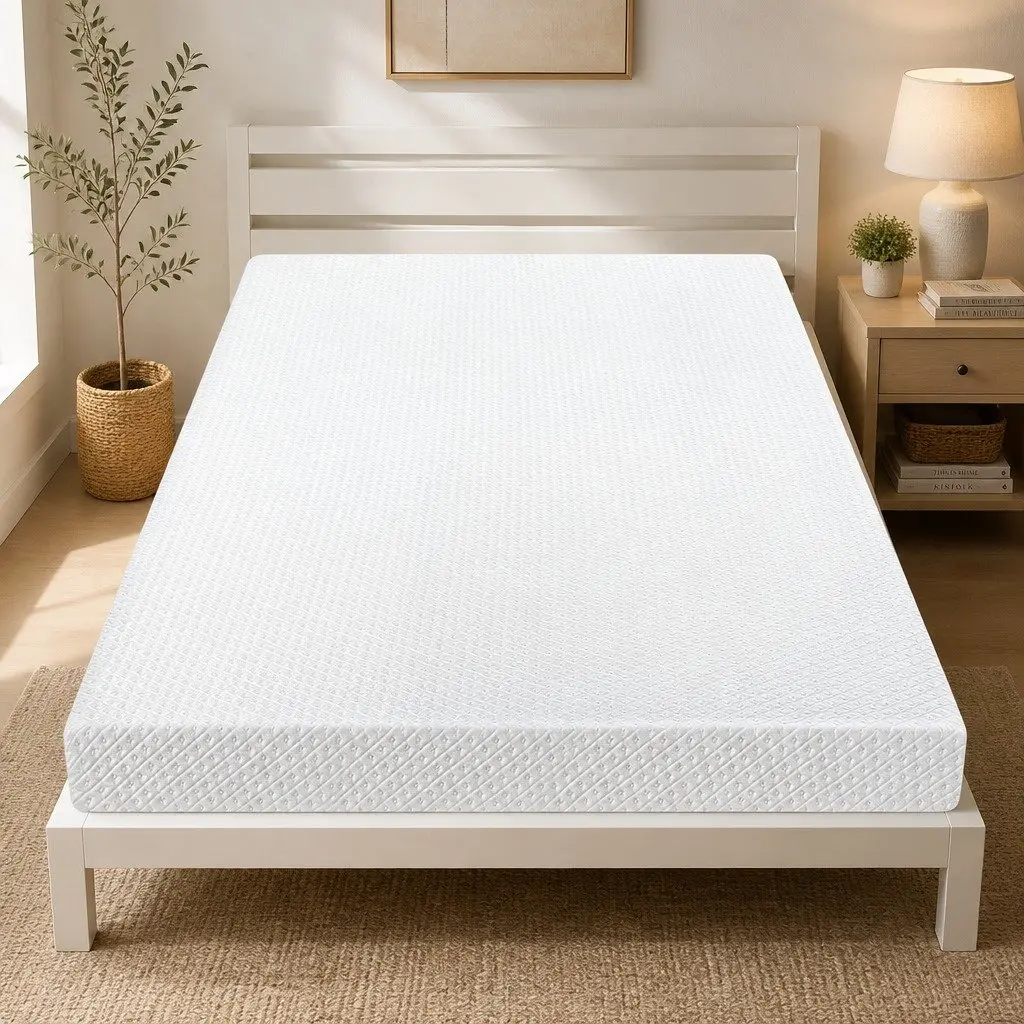 Memory Foam Mattress Topper White 10cm Dual-Layer Gel Cooling Pressure Relief