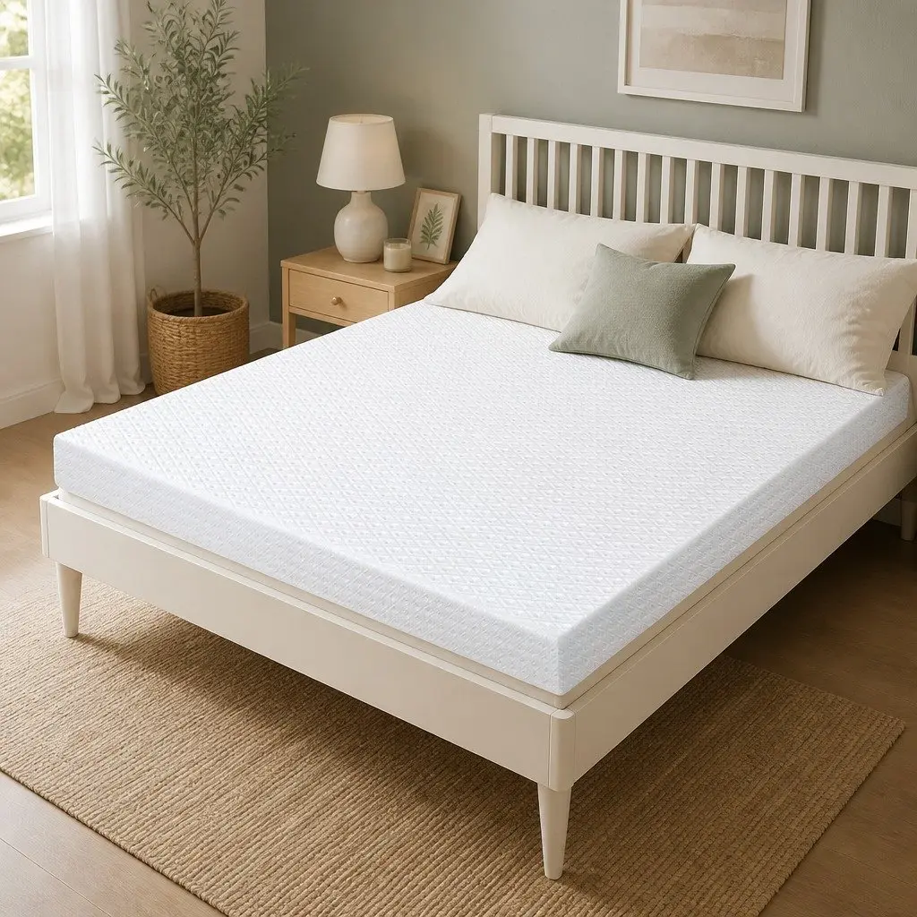 Memory Foam Mattress Topper White 10cm Dual-Layer Gel Bamboo Charcoal Pressure Relief