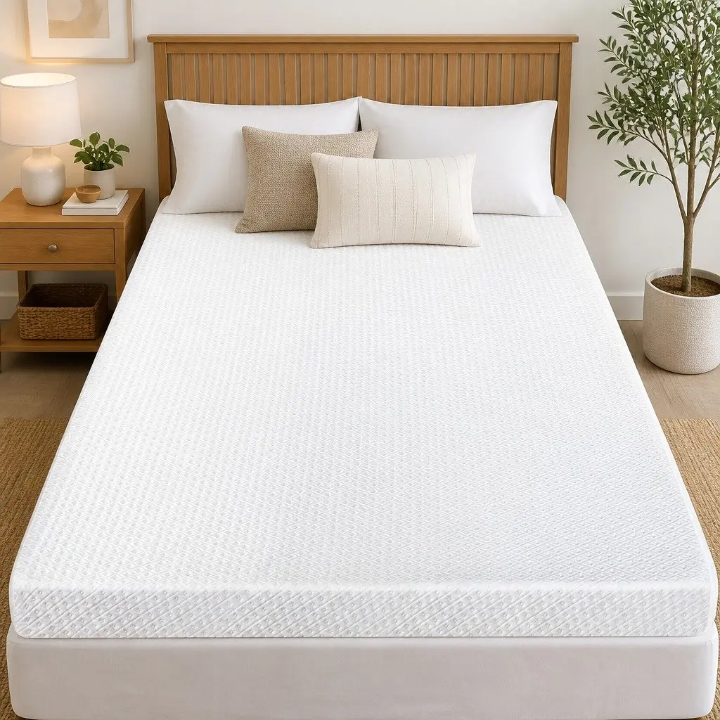 Memory Foam Mattress Topper White 10cm Dual-Layer Gel Bamboo Charcoal Pressure Relief