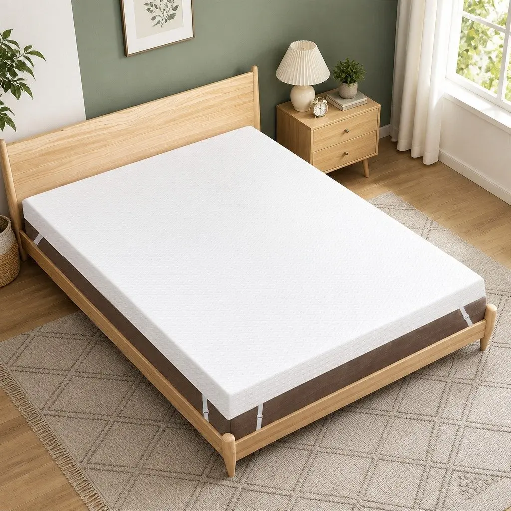 Memory Foam Mattress Topper White 10cm Dual-Layer Gel Cooling Bamboo Charcoal Queen