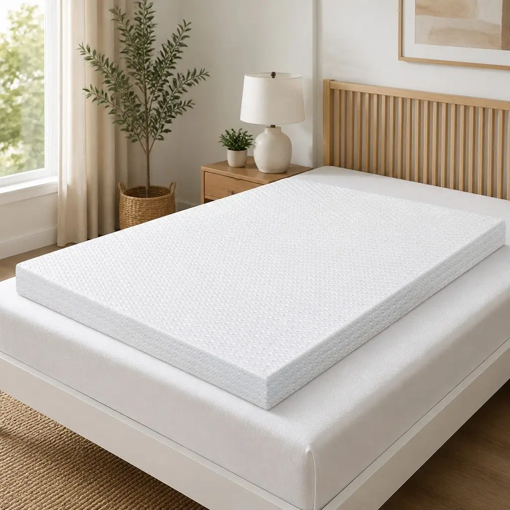 Memory Foam Mattress Topper White 10cm Dual-Layer Cooling Gel Bamboo Charcoal