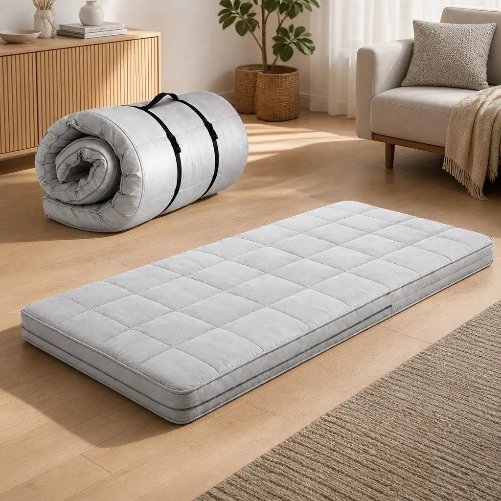 Single Floor Mattress Grey Portable Foldable Foam Sleeping Pad
