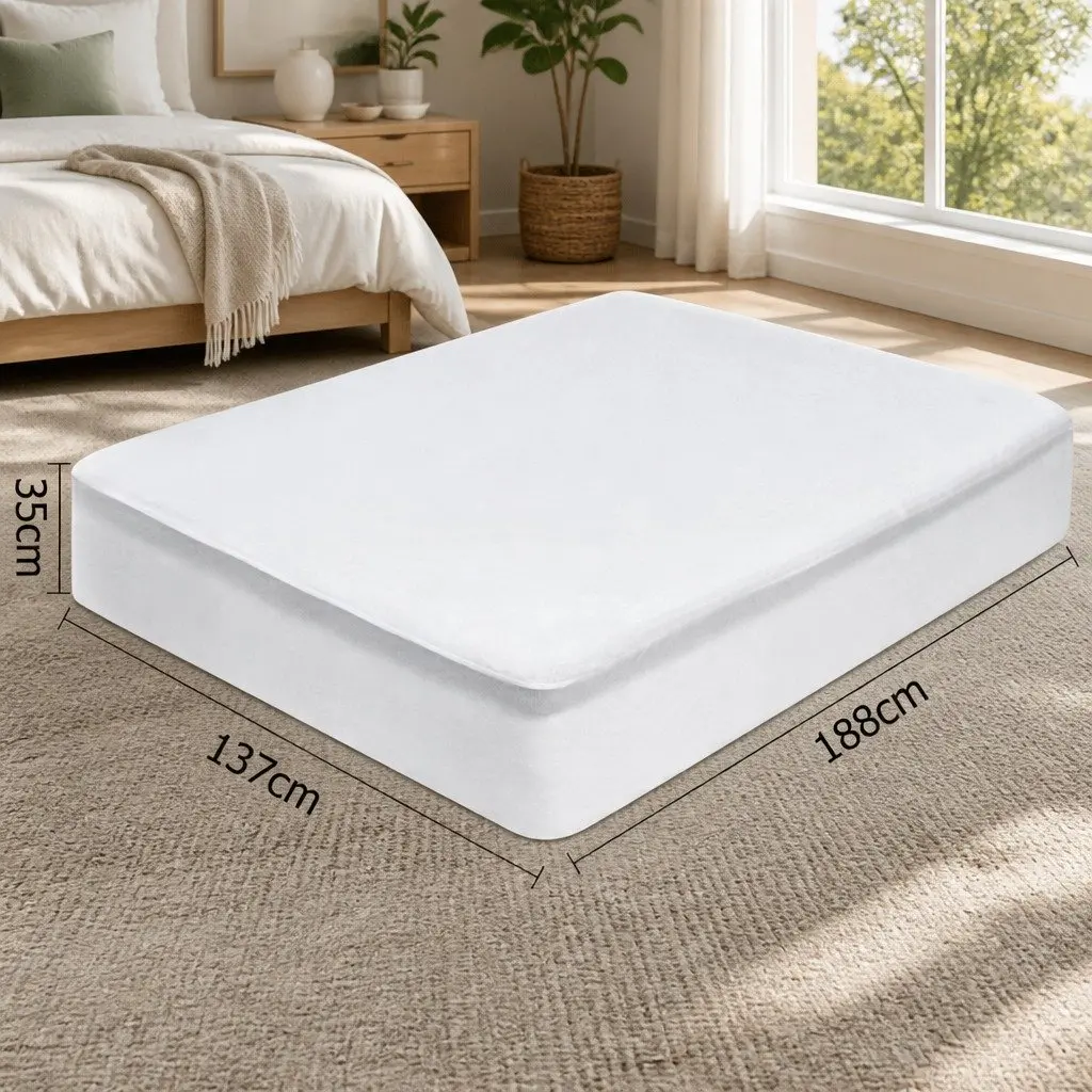 Mattress Protector White Double Size Water Resistant Bamboo Fabric