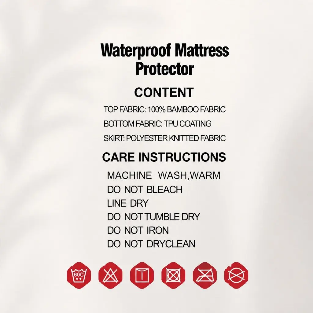 Mattress Protector White Double Size Water Resistant Bamboo Fabric