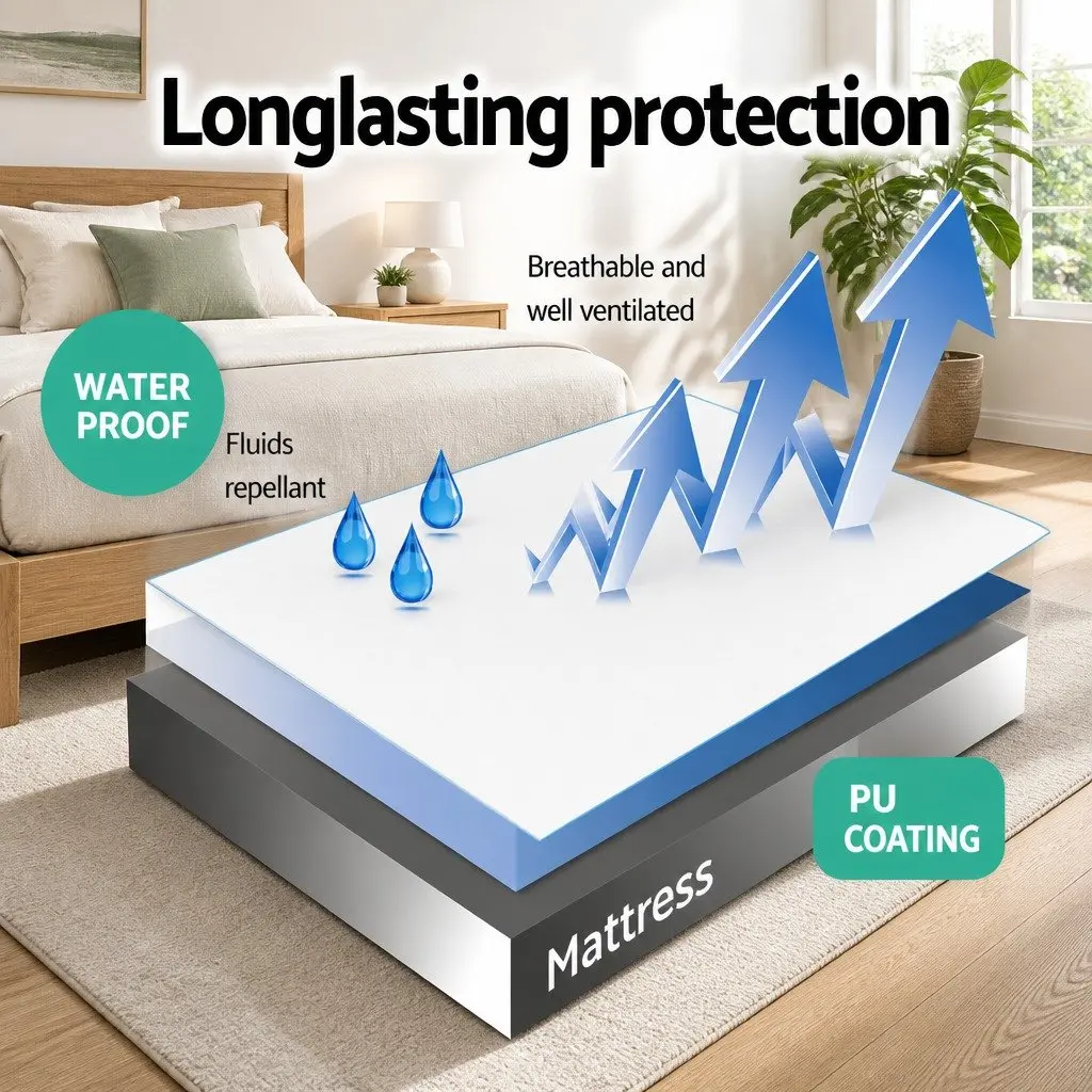 Waterproof Mattress Protector White King Size Bamboo Fabric Dust Mite Bacteria