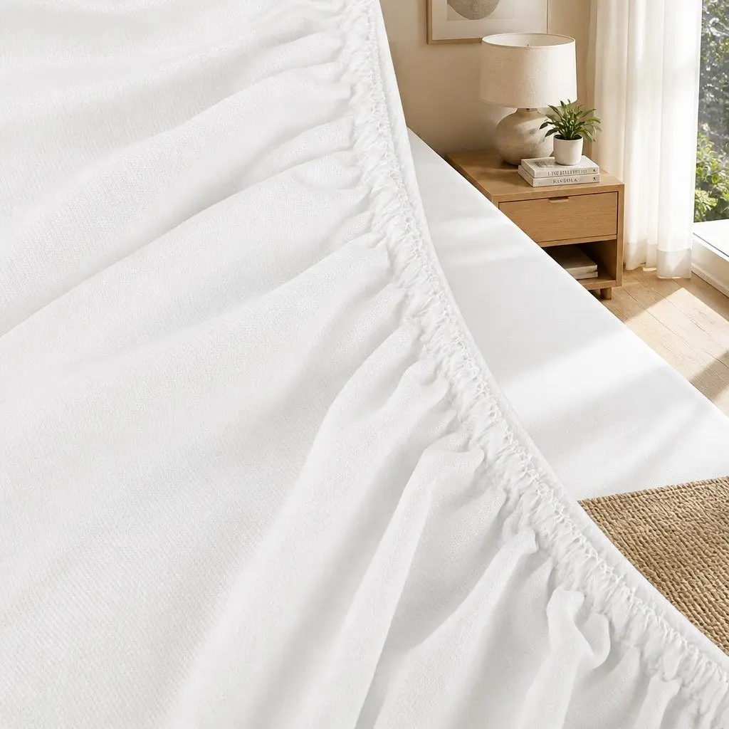 Bamboo Fabric Queen Mattress Protector Water-Resistant Dust Mite and Bacteria Barrier 203x152x35cm