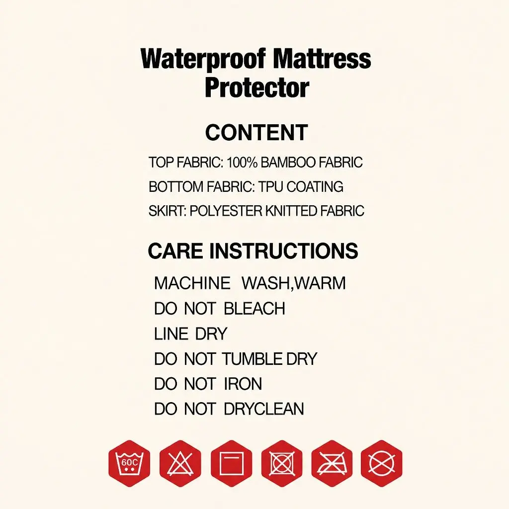 Single Mattress Protector White Bamboo Fabric Waterproof Fitted Deep 35cm