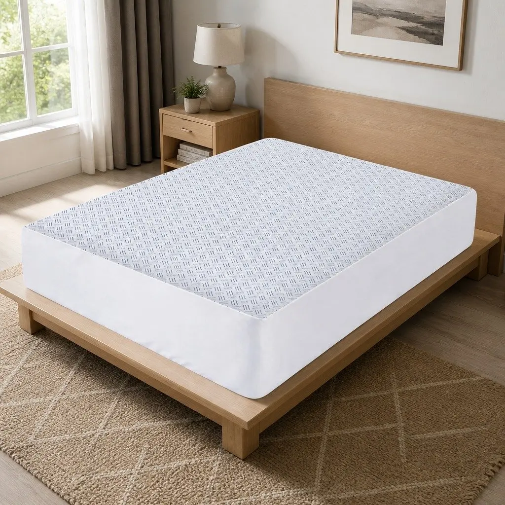 Cooling Mattress Protector Blue King Single Waterproof Deep Pocket Fitted Skirt