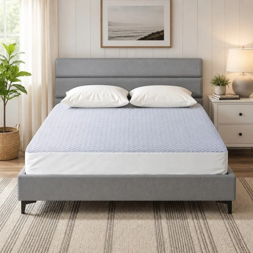 Mattress Protector Blue King Size Waterproof Deep Pocket Fitted Skirt