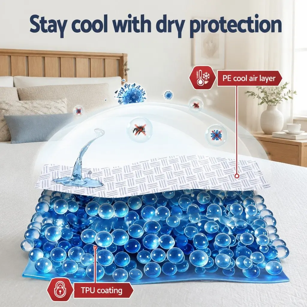 Cooling Mattress Protector Waterproof Deep Pocket Fitted Skirt Queen Size