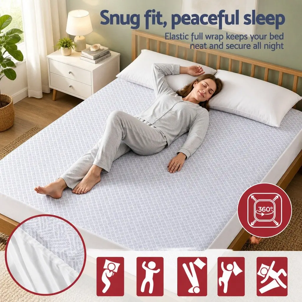 Cooling Mattress Protector Waterproof Deep Pocket Fitted Skirt Queen Size