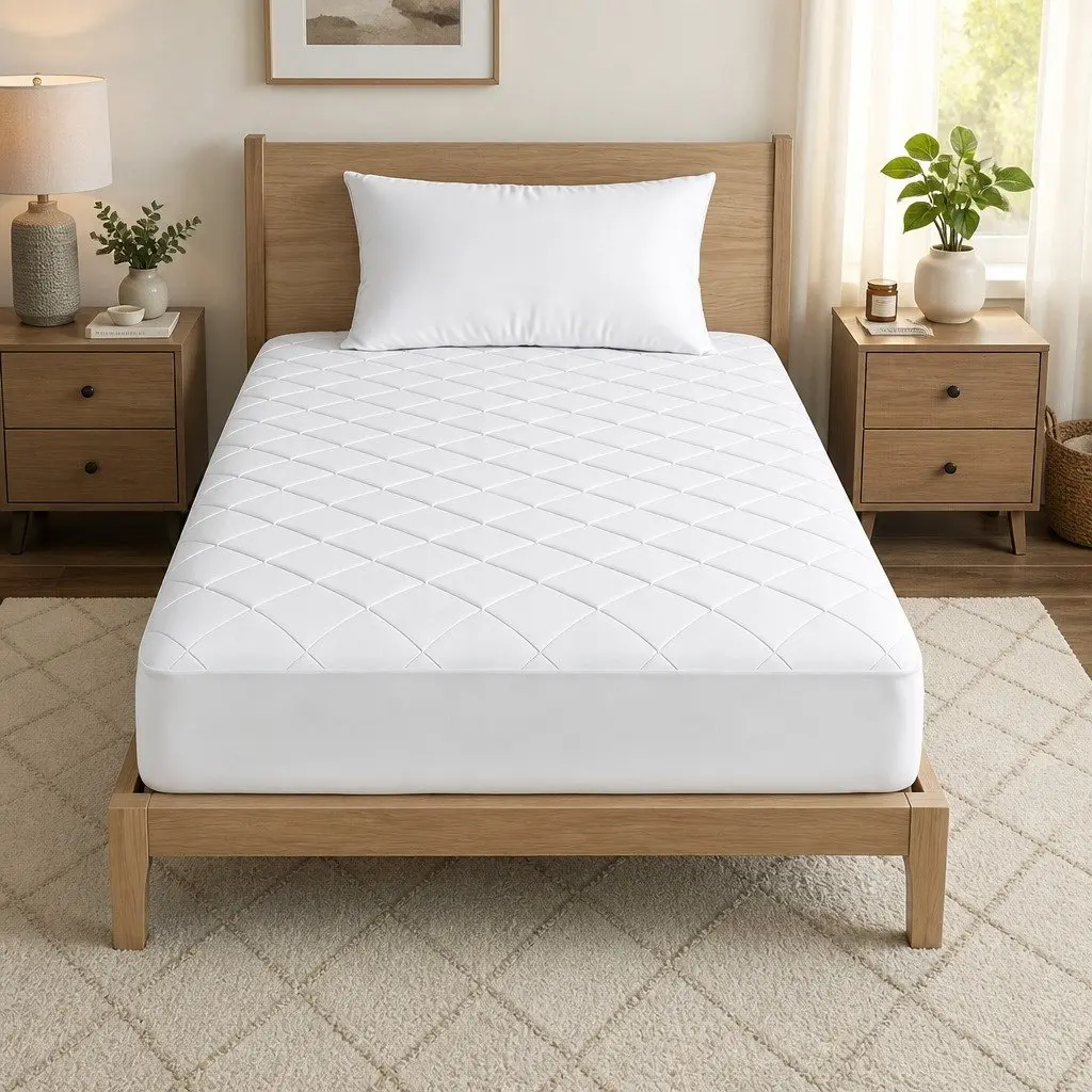 Waterproof Mattress Protector White King Single 40cm Deep Fitted Quilted Cotton Cover