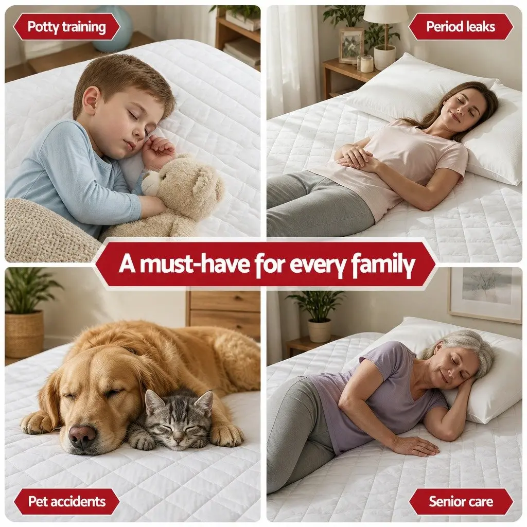 Waterproof Mattress Protector White King Single 40cm Deep Fitted Quilted Cotton Cover