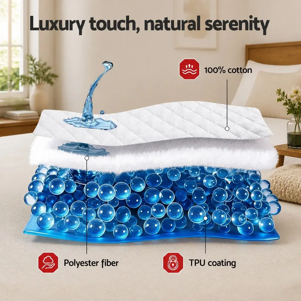 Mattress Protector Waterproof Double White Quilted Cotton Top 40cm Fitted Skirt