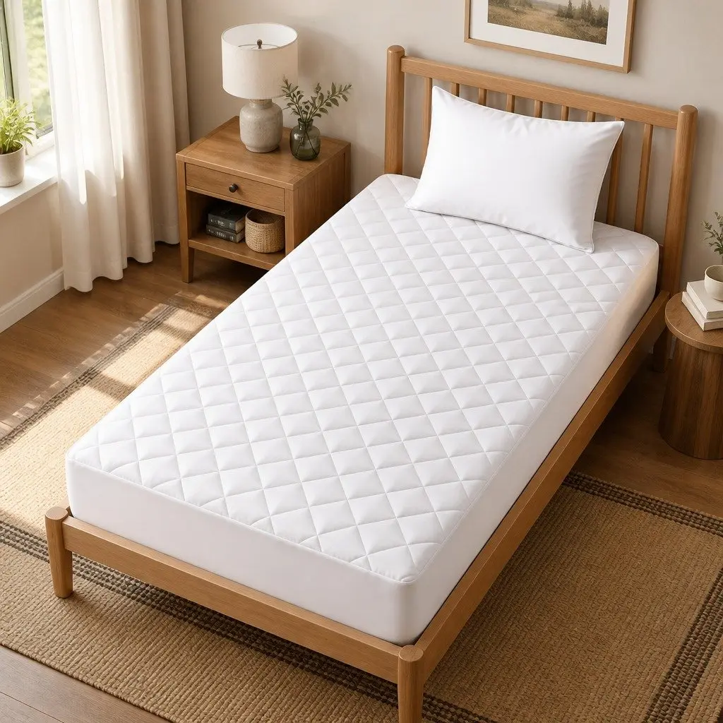 Waterproof Mattress Protector White Single Size Quilted Fitted Sheet Cotton Cover