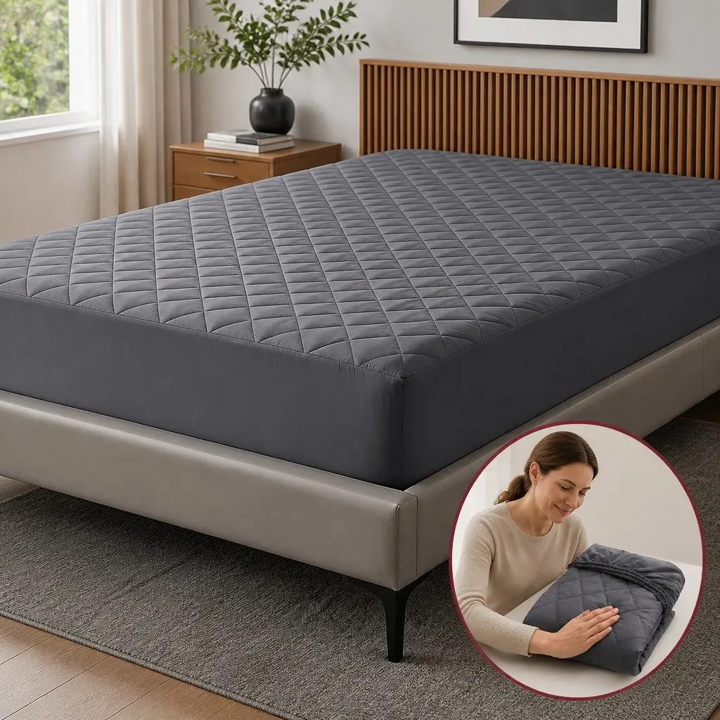 Water-Resistant Mattress Protector Grey King Single Microfiber 360° Elastic Deep Pocket