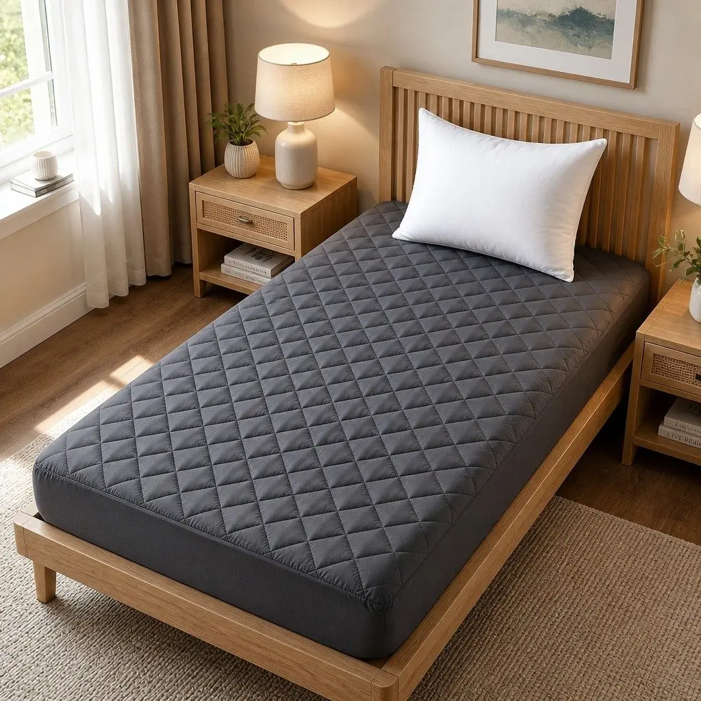 Water-Resistant Mattress Protector Grey King Single Microfiber 360° Elastic Deep Pocket