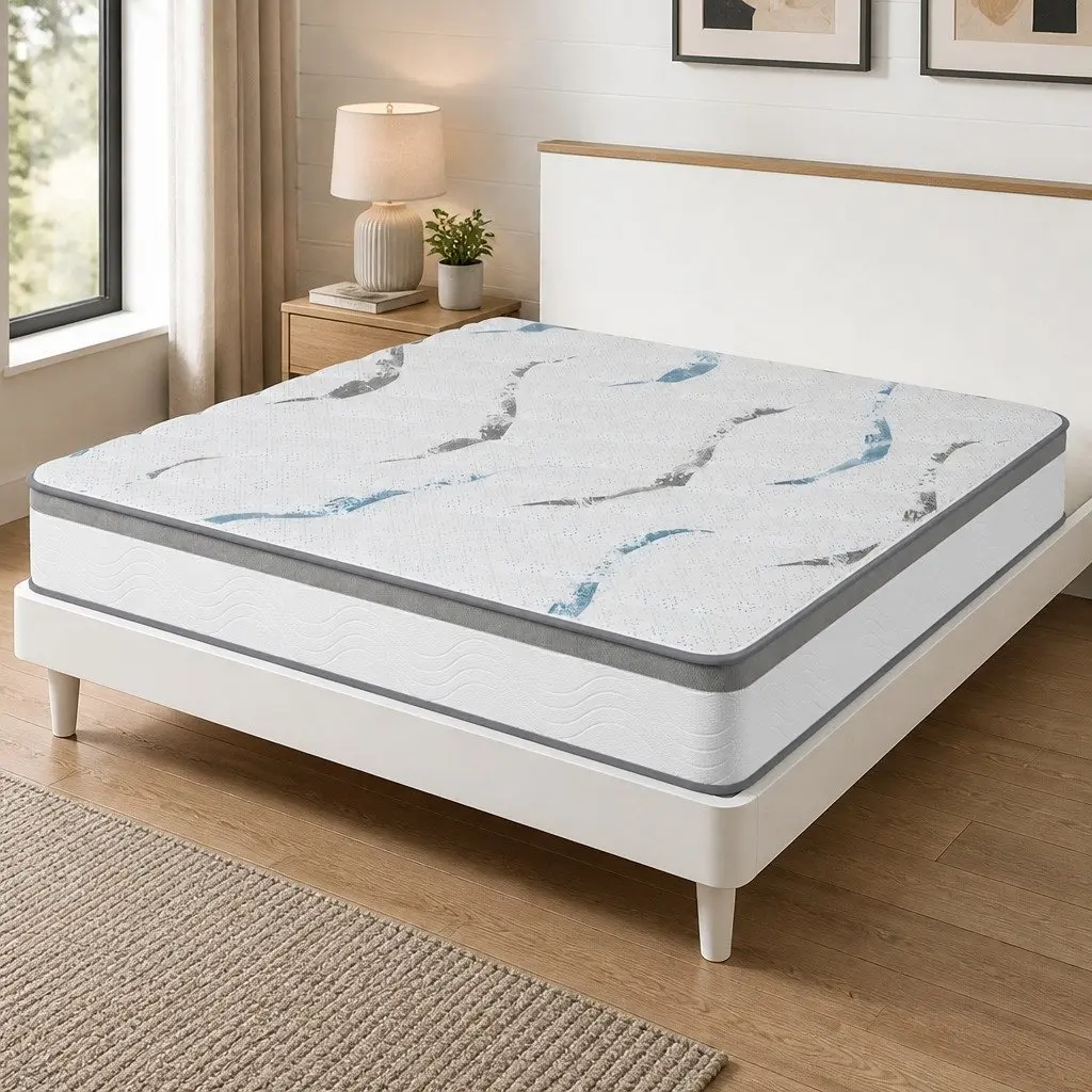 Double Pocket Spring Mattress White 25cm Thick Medium Firm Support Independent