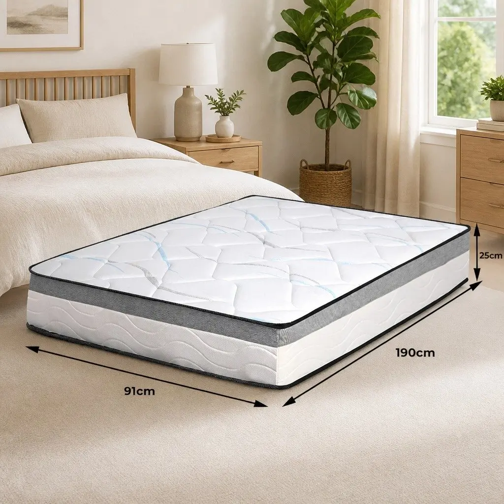 25cm Thick Pocket Coil Mattress for Restful Sleep