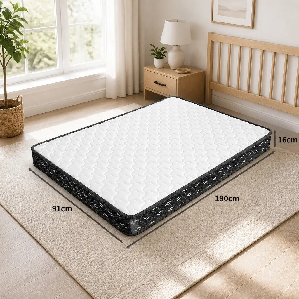Single Mattress White 16cm Thick Bonnell Coil Medium Soft Support