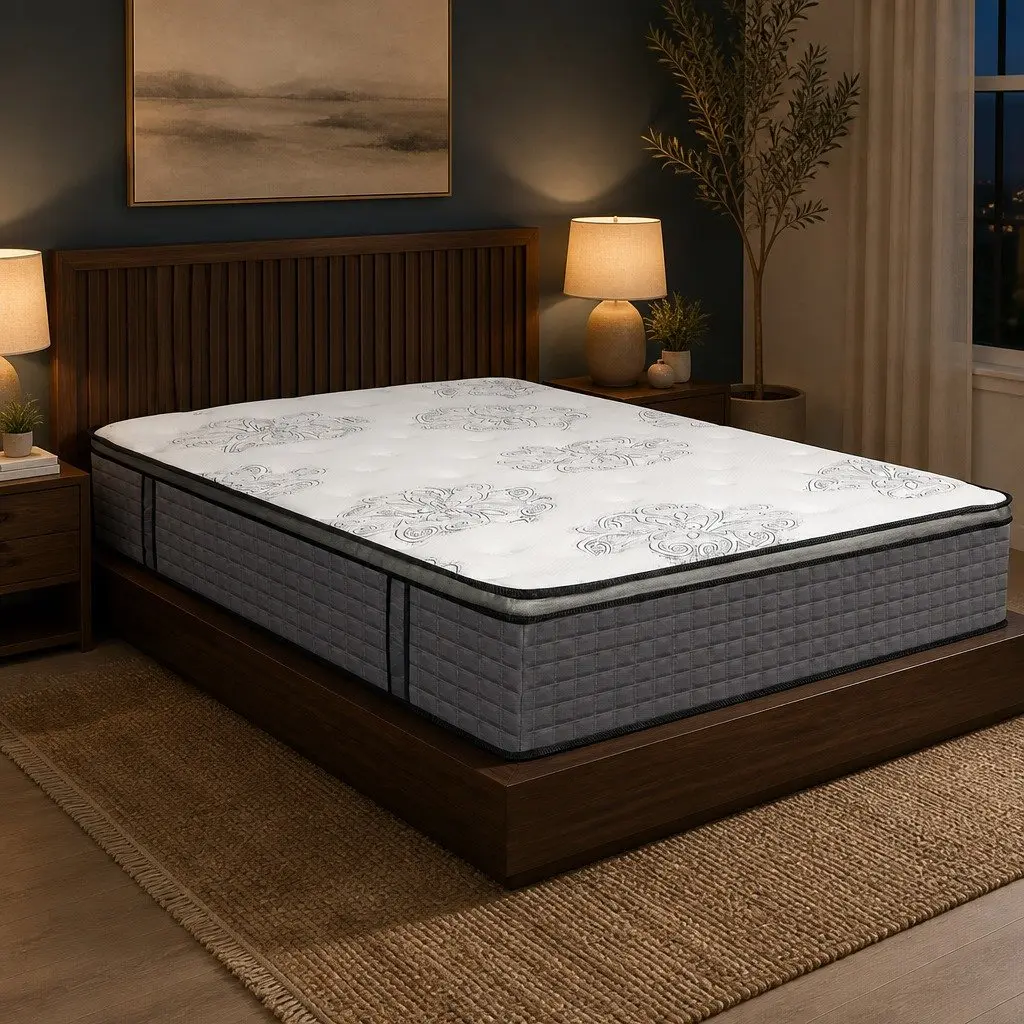 King Size Mattress White 35cm Medium Firm 5-Zone Pocket Coil Egg-Crate Foam
