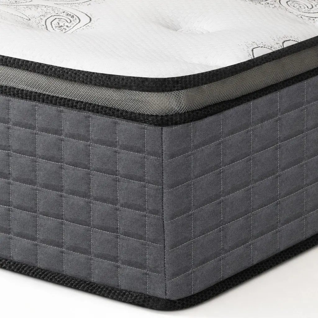 King Size Mattress White 35cm Medium Firm 5-Zone Pocket Coil Egg-Crate Foam