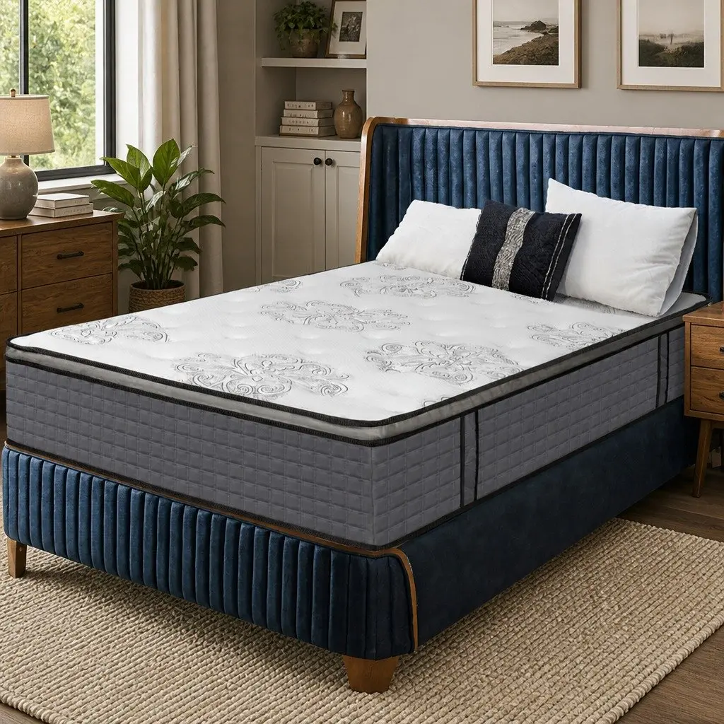King Size Mattress White 35cm Medium Firm 5-Zone Pocket Coil Egg-Crate Foam