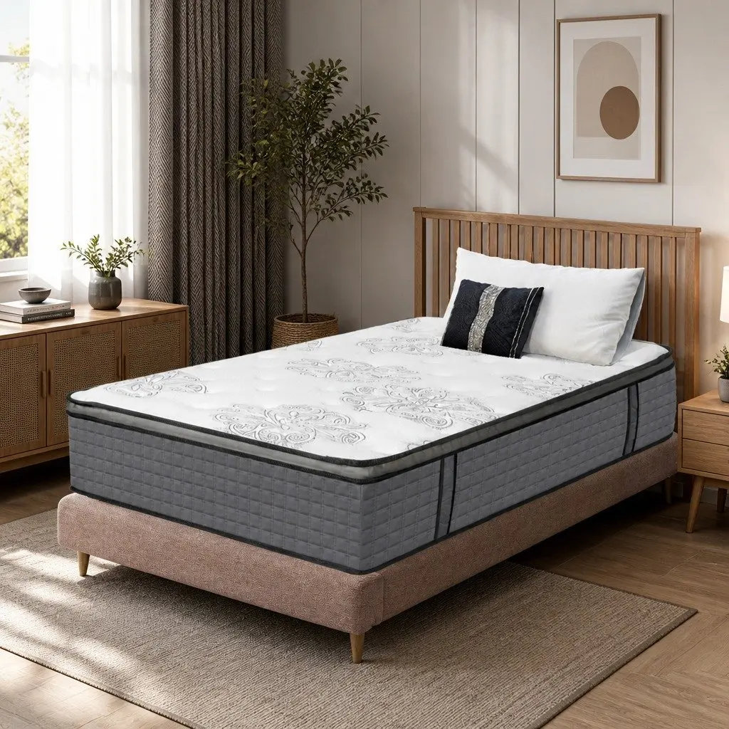 Spring Mattress White King Single Medium Firm Pocket Spring Egg-Crate Foam